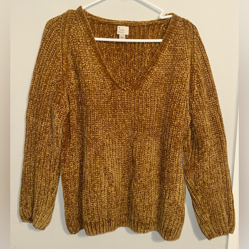 A New Day Tan V-Neck Sweater